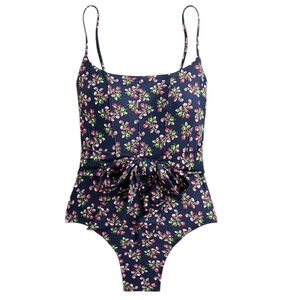 J. Crew Topstitched Tie-waist One Piece Swimsuit, US 20, Twilight Berry